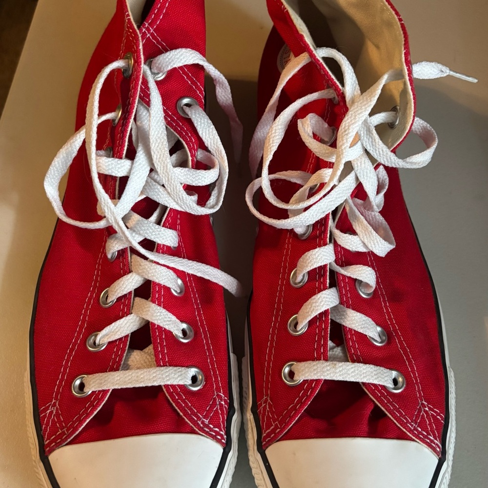 Converse Red and White High-Top Sneakers Chuck Taylor